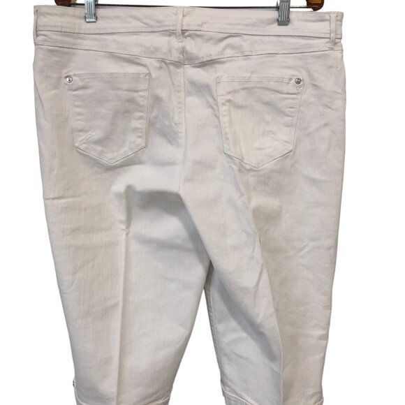 Gloria Vanderbilt Capri Womens Size 18 White Jean Pockets Denim Pants - Picture 2 of 10